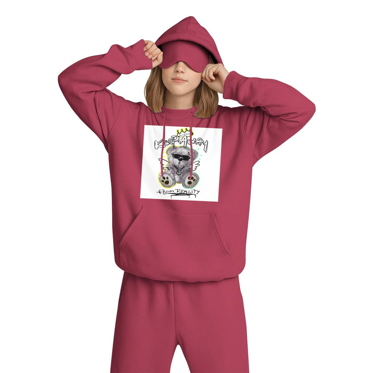 Women's Travel Nap Hoodie with Built-in Eye Mask|DTF