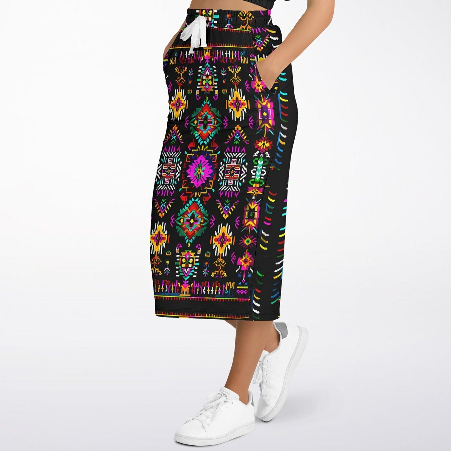 We Are Israel Tribal Fusion Fashion Long Pocket Skirt Black