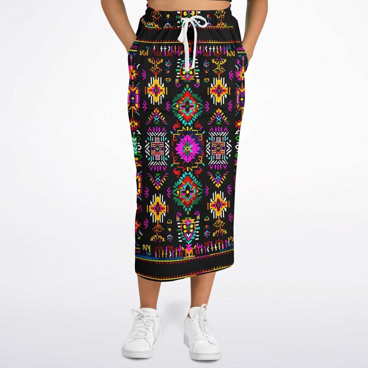 We Are Israel Tribal Fusion Fashion Long Pocket Skirt Black