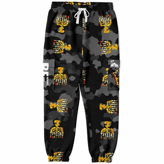 8Bit Black Camouflaged Cargo Sweatpants