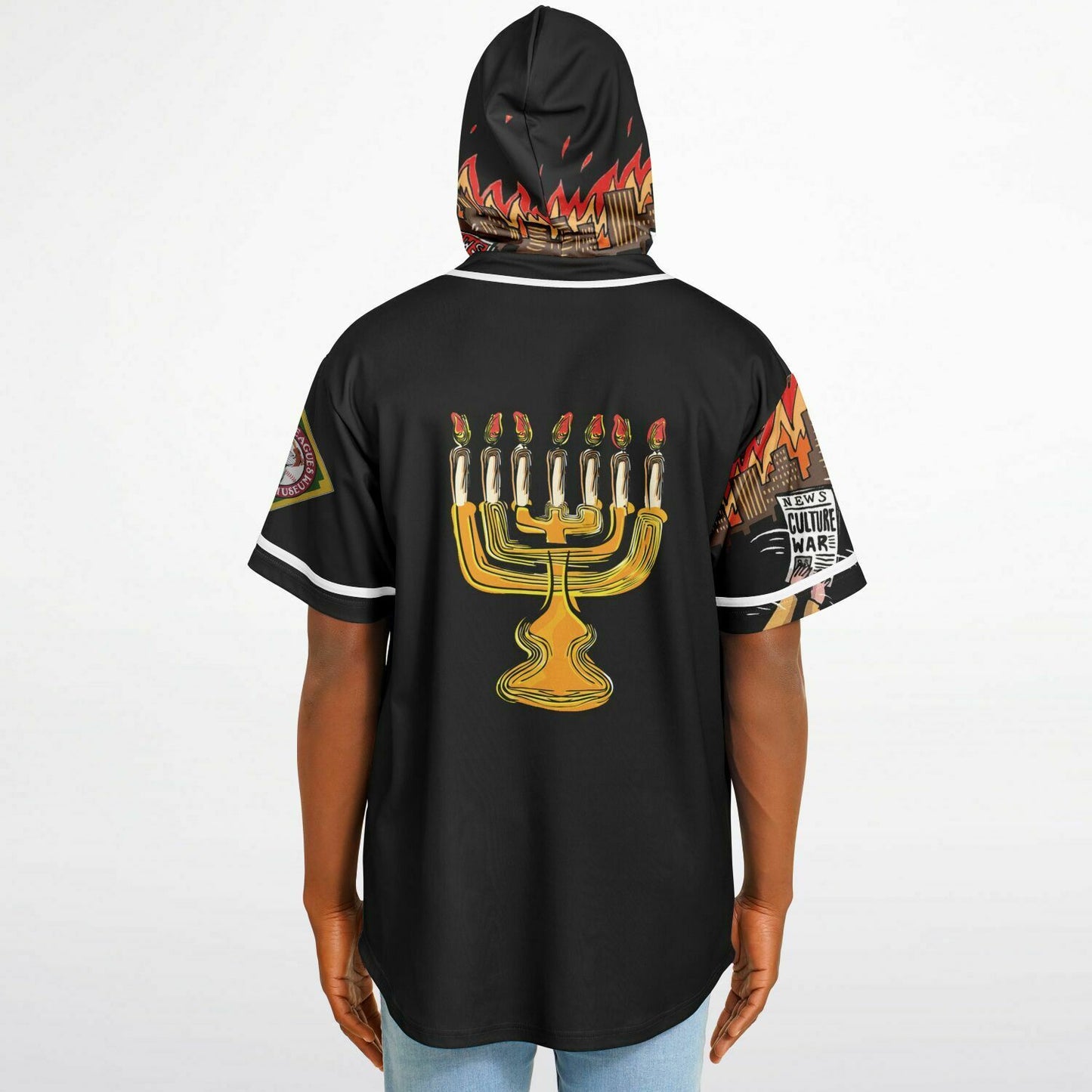 House Of Joseph Co News Flash Hooded Baseball Jersey Black