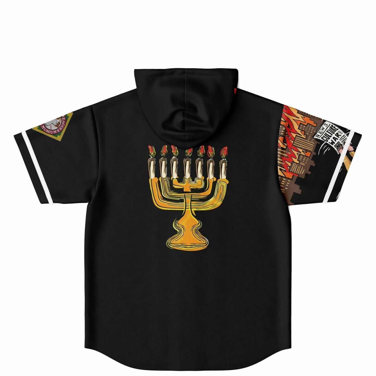 House Of Joseph Co News Flash Hooded Baseball Jersey Black