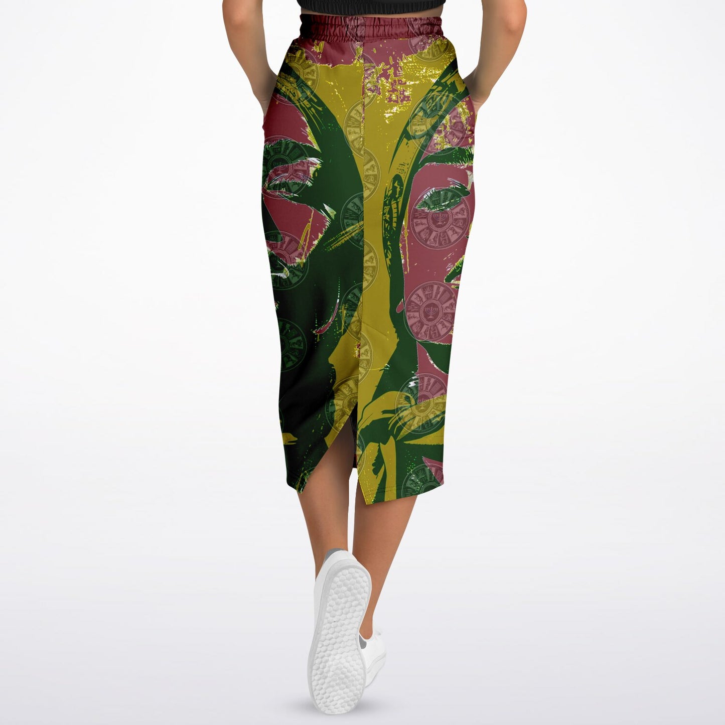 We Are Israel Green Lantern Fashion Long Pocket Skirt Earthy