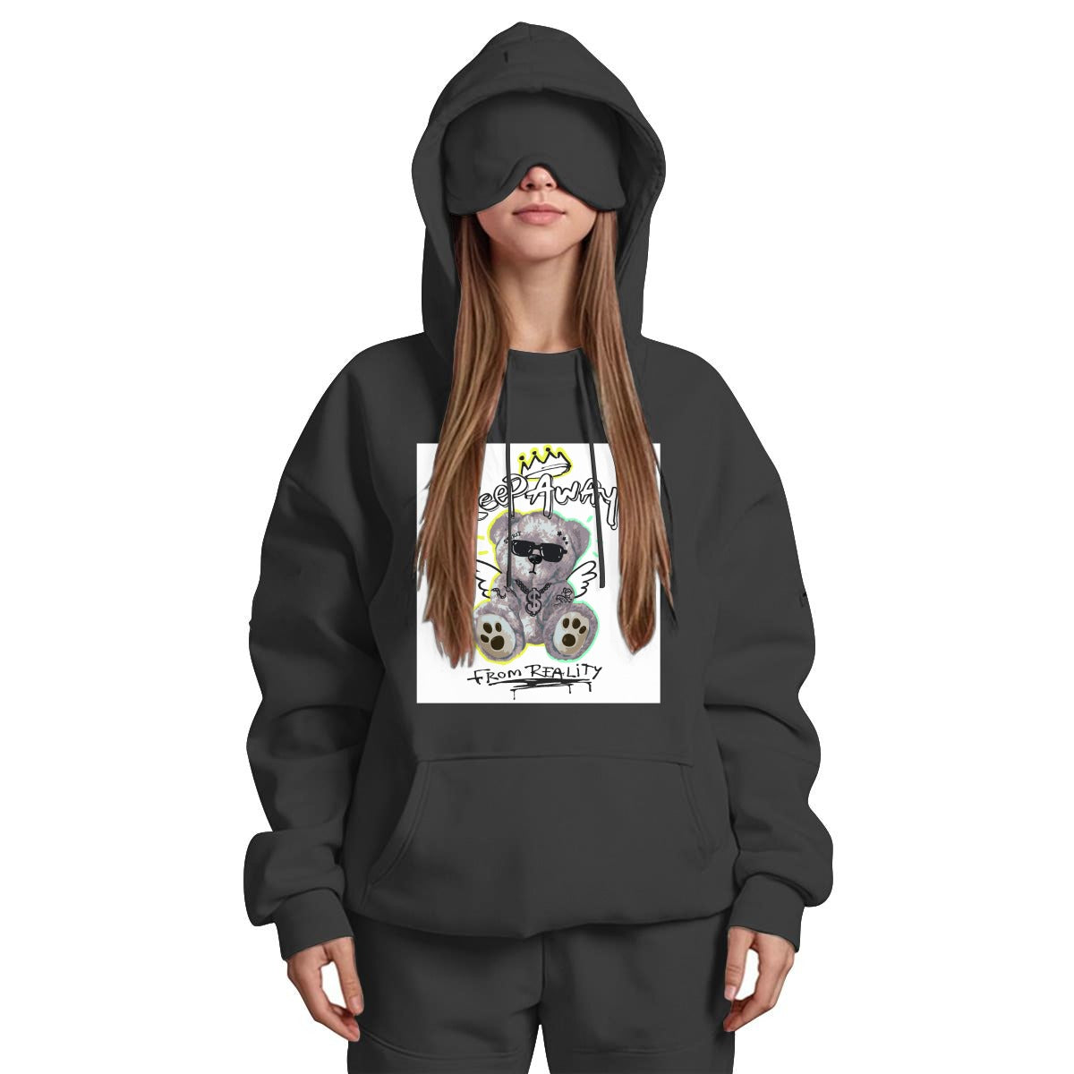 Women's Travel Nap Hoodie with Built-in Eye Mask|DTF