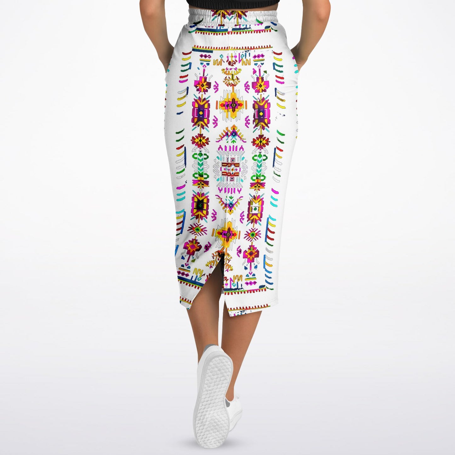 We Are Israel Tribal Fusion Fashion Long Pocket Skirt White