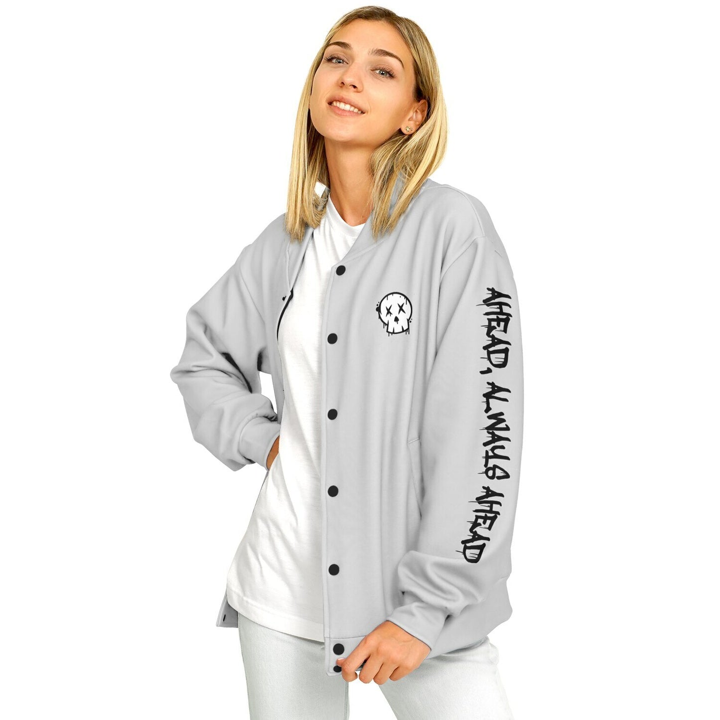 Catch The Leader Gray Baseball Jacket