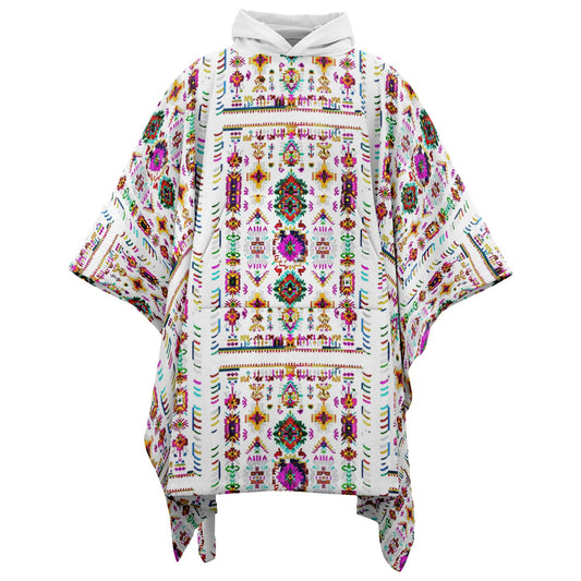 Northern Kingdom Sequence White Flannel Blanket Poncho