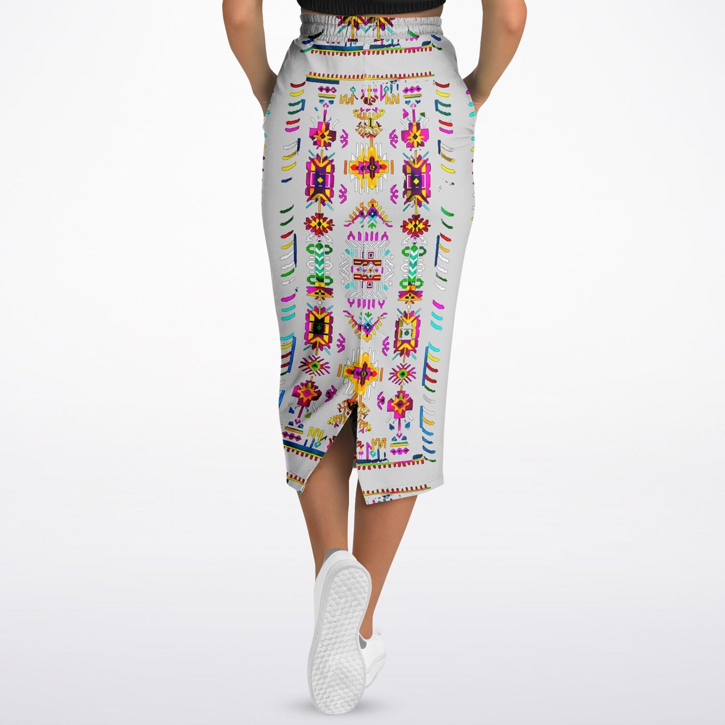 We Are Israel Tribal Fusion Fashion Long Pocket Skirt Grey