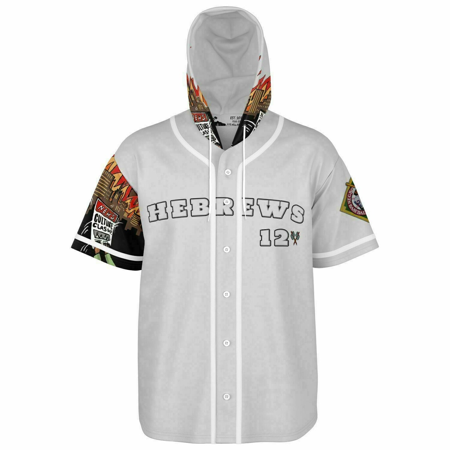 House Of Joseph Co News Flash Hooded Baseball Jersey Grey