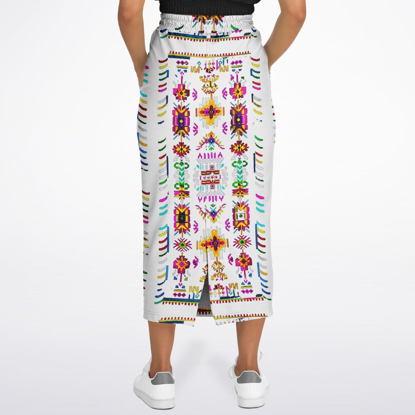 We Are Israel Tribal Fusion Fashion Long Pocket Skirt White