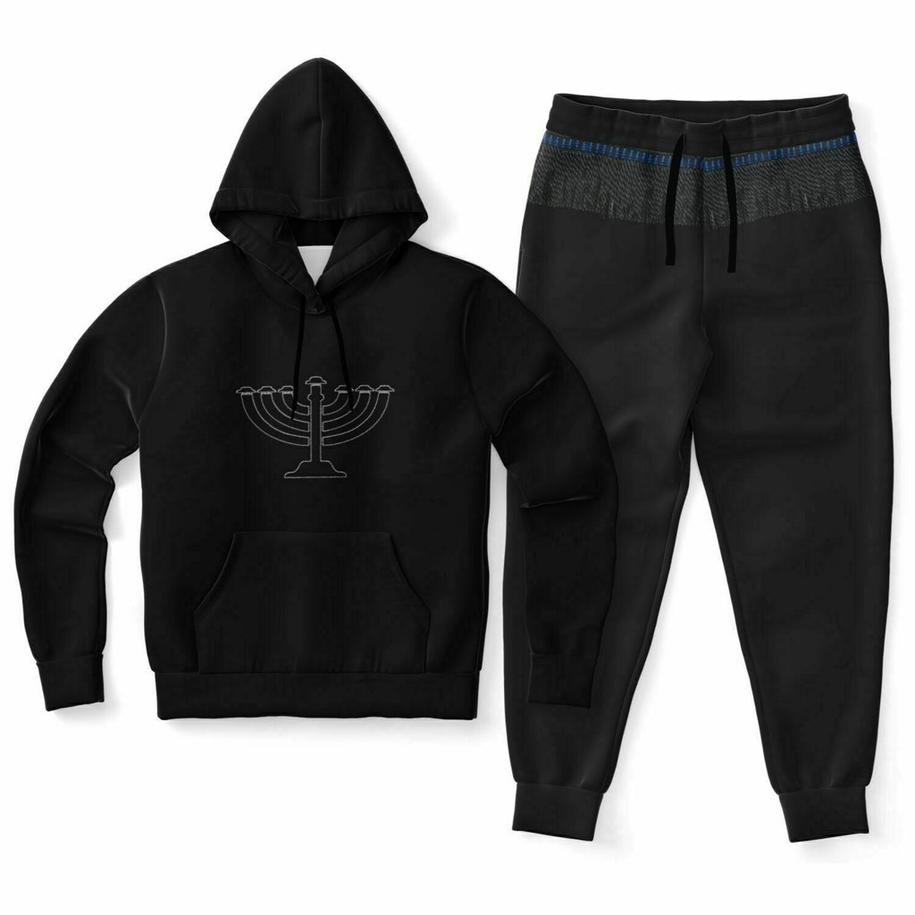 Digital Black Fringe Fashion Hoodie & Jogger Sweat Suit