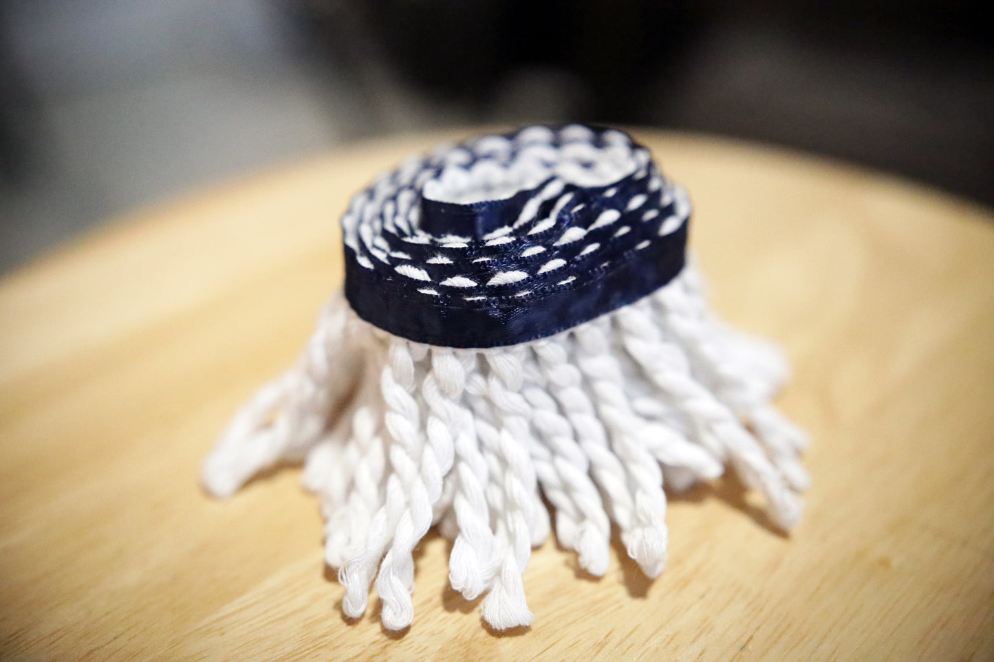 Premium 100% Soft COTTON Polar White Bullion Fringe with Navy Border of Blue - israelite fringes for sale Soft Cotton Judaica apparel