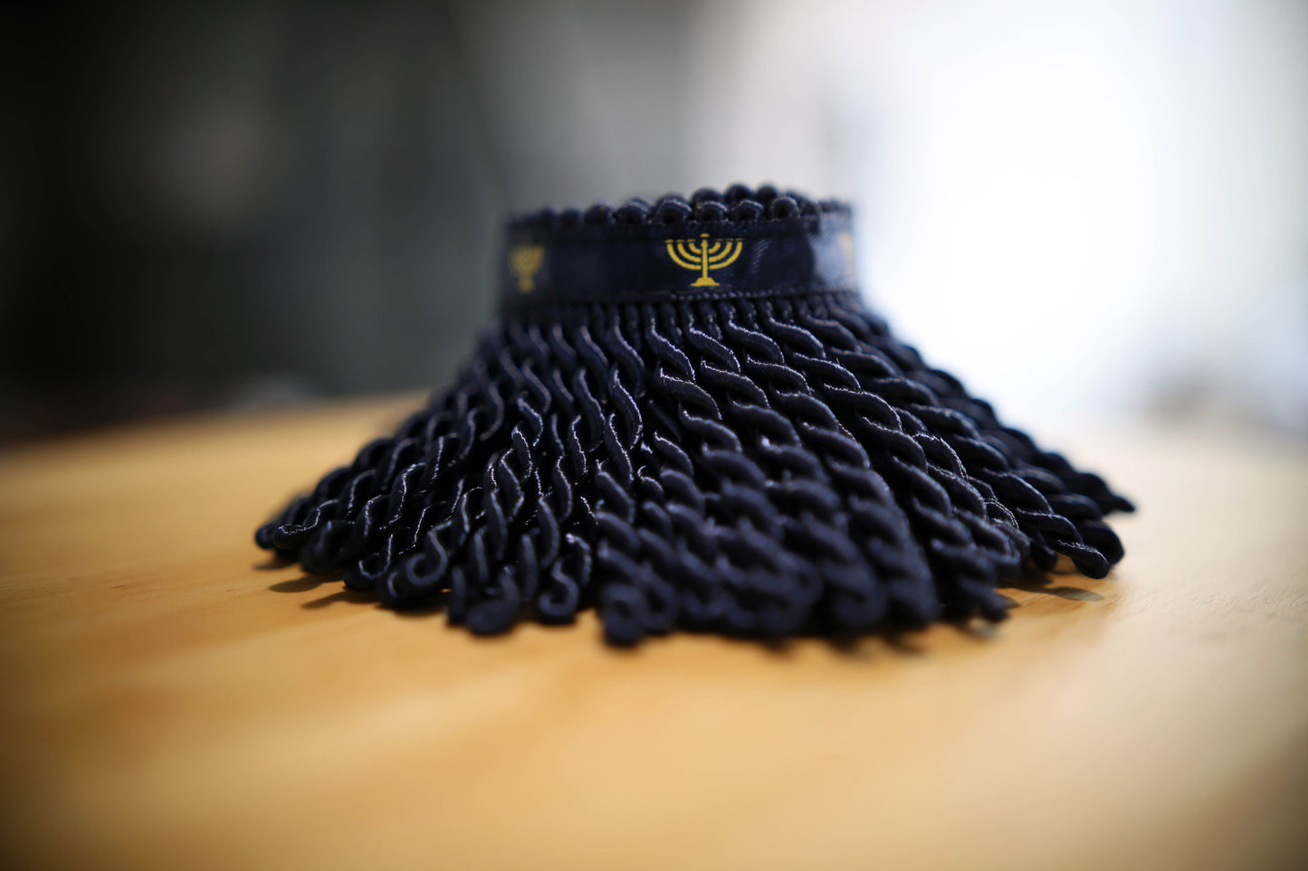 Rare Premium Dark Navy Bullion Fringe with Navy Border of Blue - israelite fringes for sale Judaica apparel