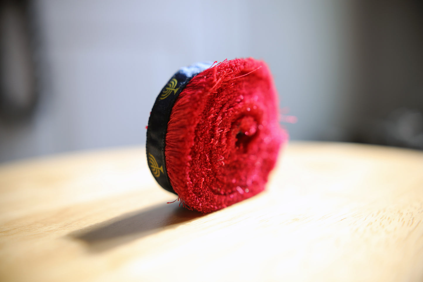 Israelite Hebrew Rare Premium Rosé BLUSH 1" Brush Fringe With Navy Blue Ribbon and Menorah Print Judaica apparel