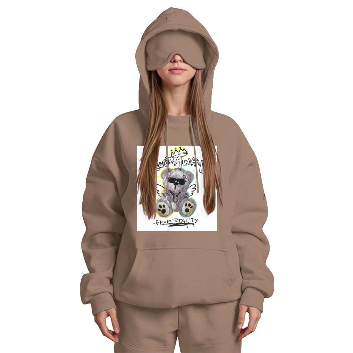 Women's Travel Nap Hoodie with Built-in Eye Mask|DTF