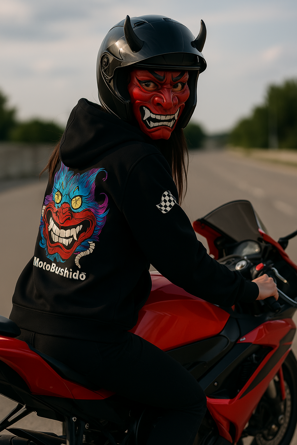 MotoBushidō All-Over Print Men's Pullover Hoodie | Interlock