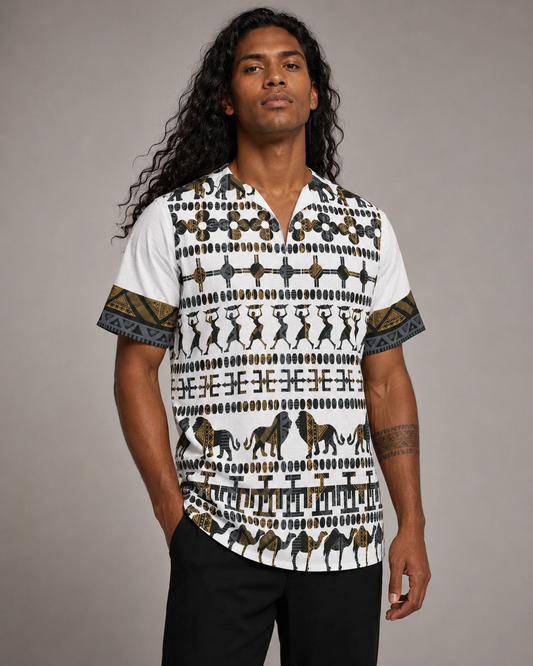 White Traditional Men's African Dashiki Shirt shirt - product image 1 in white