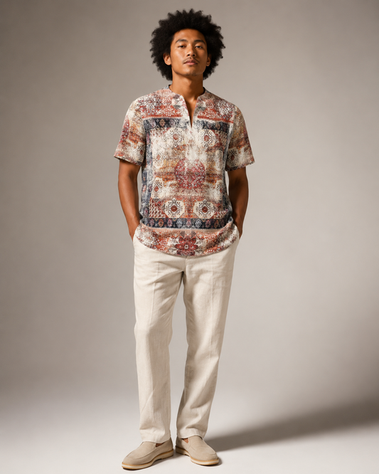 Washed Red Men's African Dashiki Shirt shirt - product image 1 in red