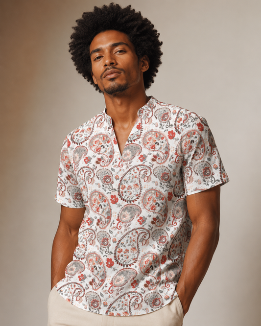 Paisley Red Men's African Dashiki Shirt shirt - product image 1 in red