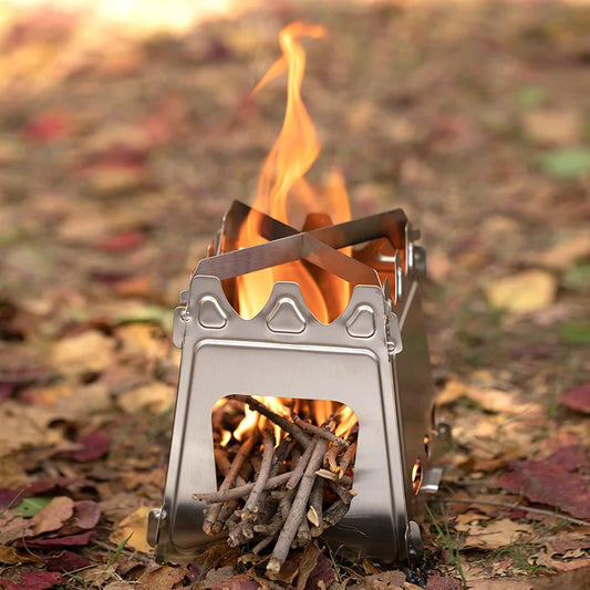 Portable Stainless Steel 304 Card Stove for Outdoor Camping & Hiking Detachable Foldable BBQ Stove Camping Accessories