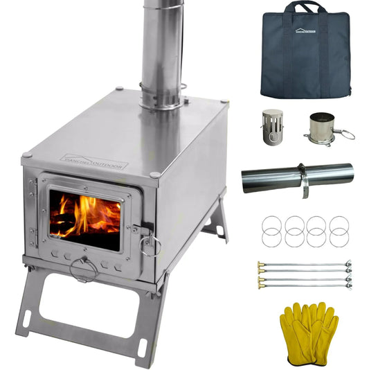 NOMAD OUTDOOR SUPPLY-New Outdoor Stainless Steel Stove, Lightweight Backpack Camping Tent Stove, Multi-function Plug-in Wood Stove