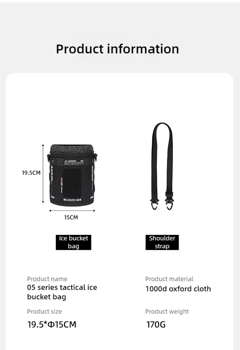 NOMAD OUTDOOR SUPPLY-ShineTrip Bucket Bag Multi-functional Expansion Equipment Ice Bucket Cover Premium Thickened Oxford Fabric Outdoor Storage Bag