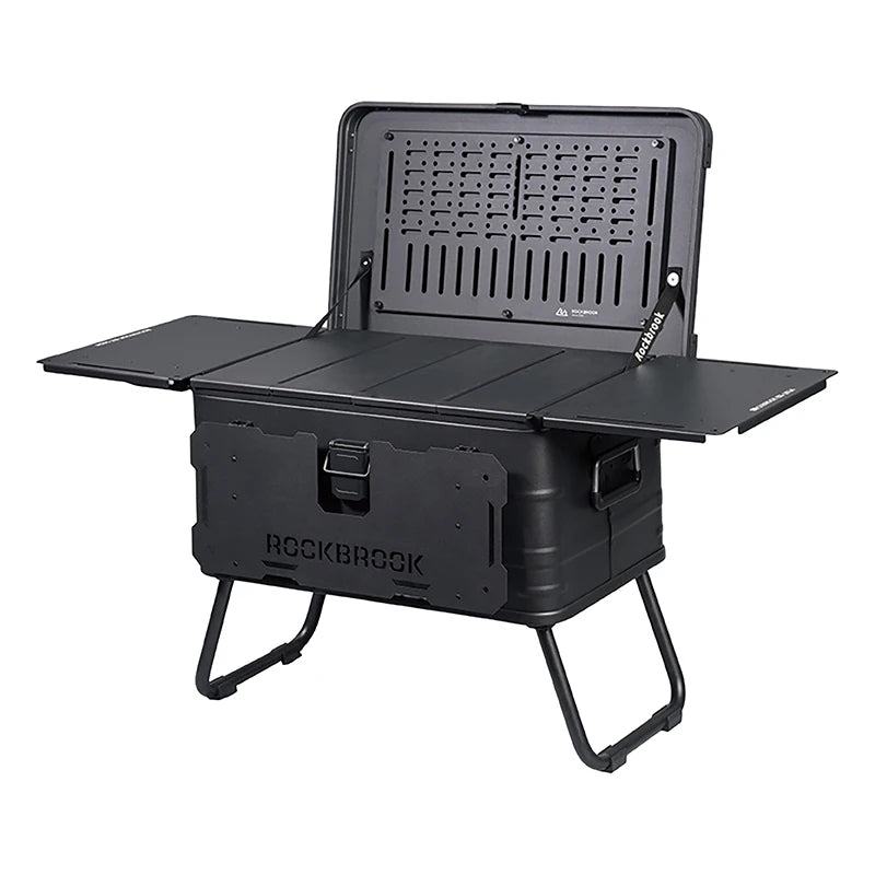 NOMAD OUTDOOR SUPPLY-Outdoor Camp Coffee Table Small Black Multifunctional Square Design Nesting Foldable Smart Luxury Aluminum