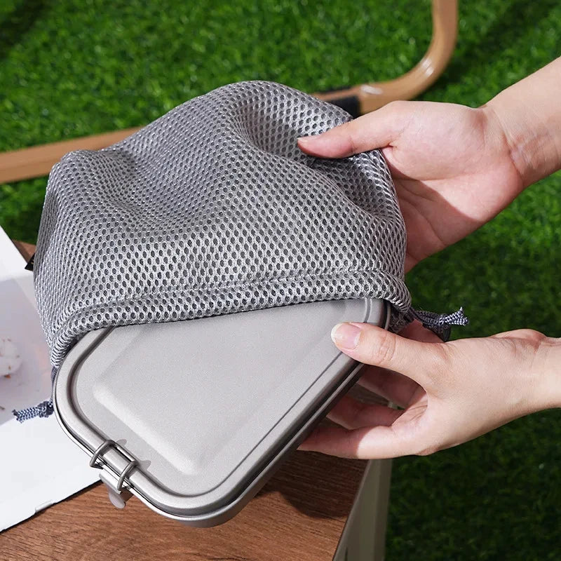NOMAD OUTDOOR SUPPLY-1200ml Large Size Pure Titanium Outdoor Lunch Box Portable With Handle for Picnic Hiking Camping Food Box