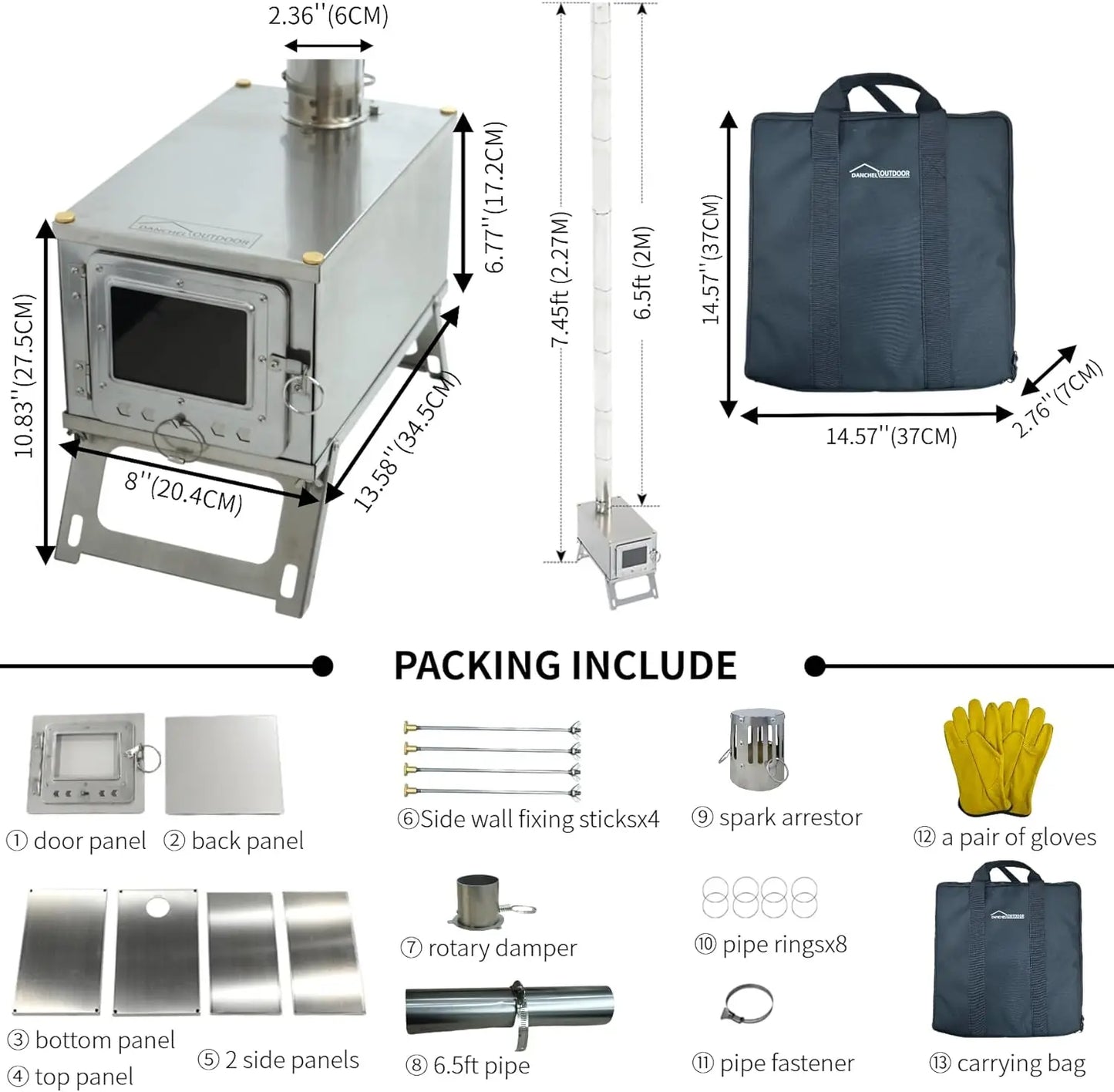 NOMAD OUTDOOR SUPPLY-New Outdoor Stainless Steel Stove, Lightweight Backpack Camping Tent Stove, Multi-function Plug-in Wood Stove