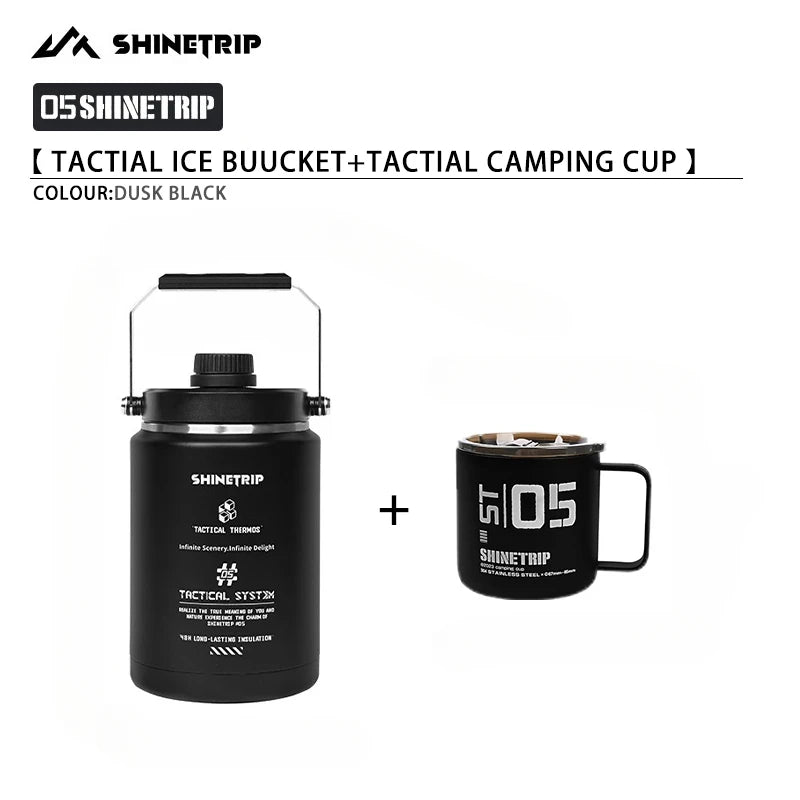 NOMAD OUTDOOR SUPPLY-Shine Trip Outdoor Insulation Bucket and Cup Set Stainless Steel 6-layer Insulated Ice Bucket Suitable for Camping