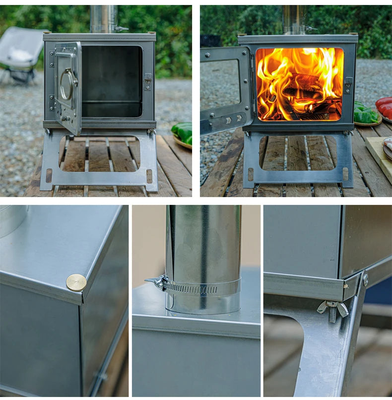 NOMAD OUTDOOR SUPPLY-New Outdoor Stainless Steel Stove, Lightweight Backpack Camping Tent Stove, Multi-function Plug-in Wood Stove