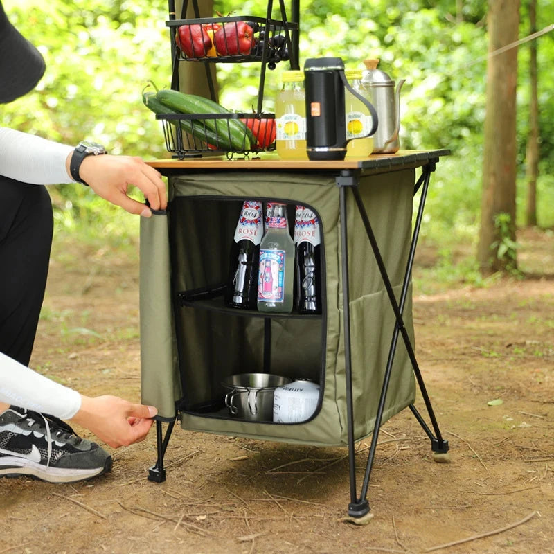 NOMAD OUTDOOR SUPPLY-Portable Outdoor Storage Cabinet Camping Picnic Table with Organizer Practical Outdoor Furniture for Campers