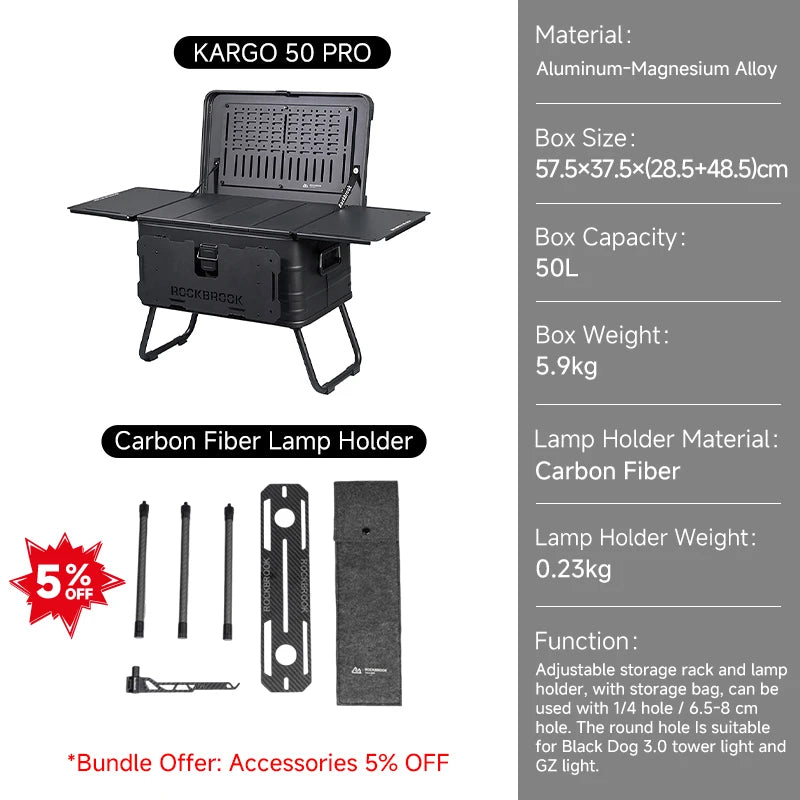 NOMAD OUTDOOR SUPPLY-Outdoor Camp Coffee Table Small Black Multifunctional Square Design Nesting Foldable Smart Luxury Aluminum