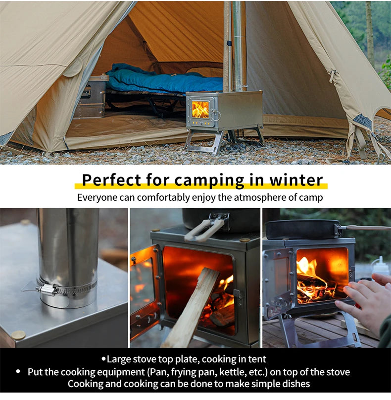 NOMAD OUTDOOR SUPPLY-New Outdoor Stainless Steel Stove, Lightweight Backpack Camping Tent Stove, Multi-function Plug-in Wood Stove