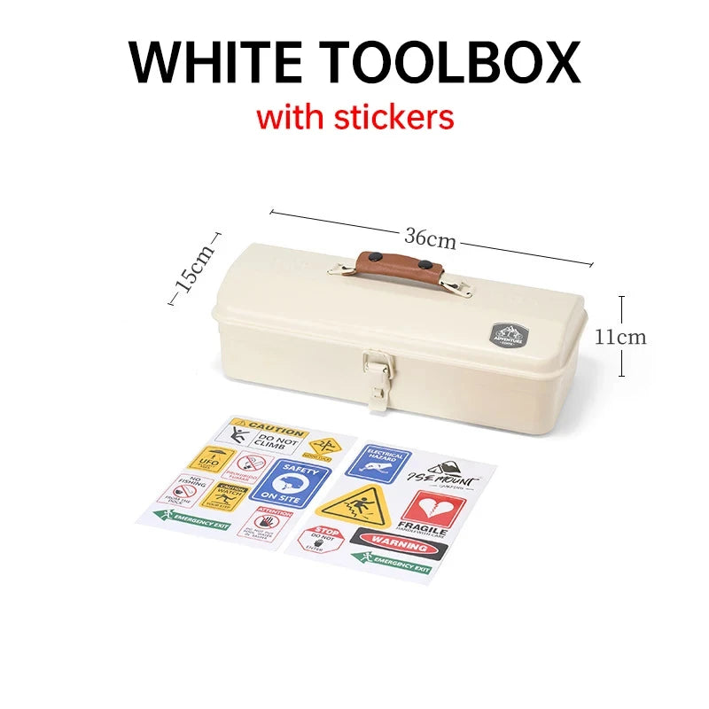 NOMAD OUTDOOR SUPPLY-Portable Metal Tool Box with Floating Design for Outdoor Camping Storage Featuring DIY Decoration Stickers and Steel Material