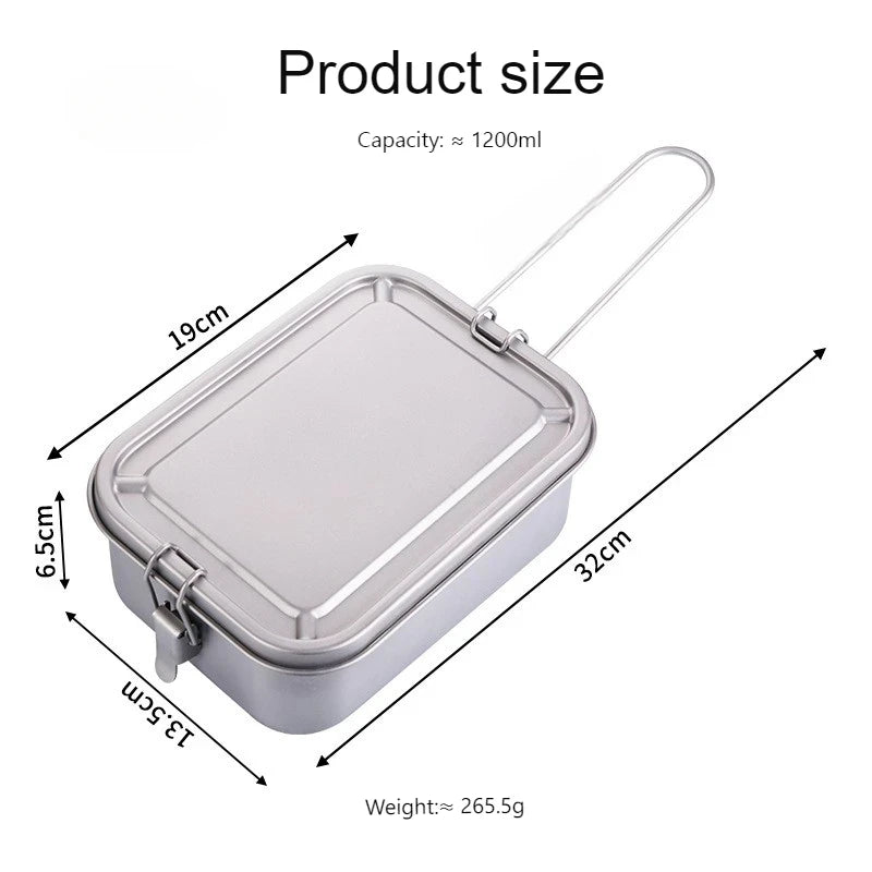 NOMAD OUTDOOR SUPPLY-1200ml Large Size Pure Titanium Outdoor Lunch Box Portable With Handle for Picnic Hiking Camping Food Box