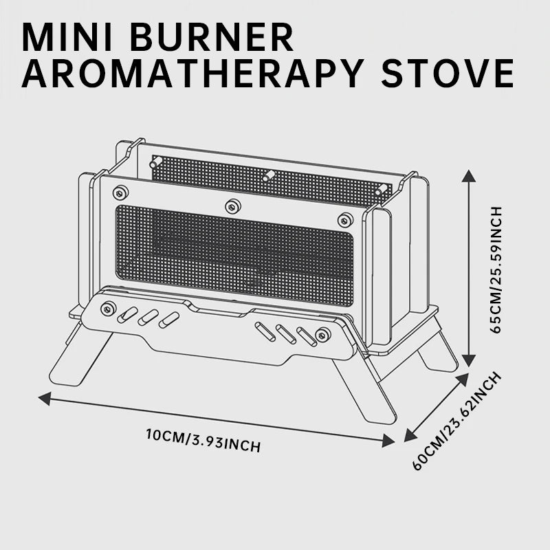 Camping Mini Charcoal Stove, Stainless Steel Outdoor Wooden Stove, Portable Incense Burner, Desktop Decoration with Storage Bag
