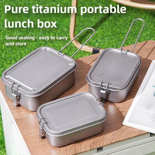 NOMAD OUTDOOR SUPPLY-1200ml Large Size Pure Titanium Outdoor Lunch Box Portable With Handle for Picnic Hiking Camping Food Box