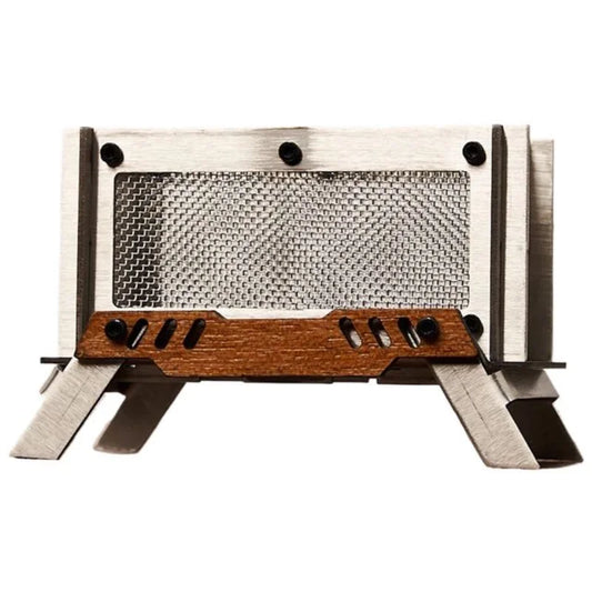 Camping Mini Charcoal Stove, Stainless Steel Outdoor Wooden Stove, Portable Incense Burner, Desktop Decoration with Storage Bag