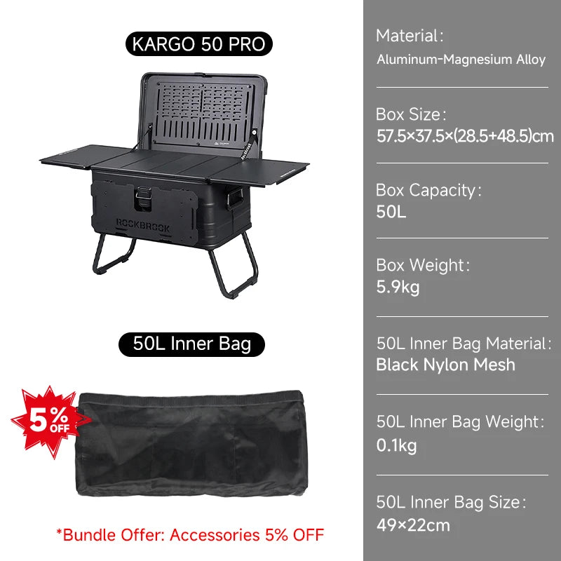 NOMAD OUTDOOR SUPPLY-Outdoor Camp Coffee Table Small Black Multifunctional Square Design Nesting Foldable Smart Luxury Aluminum