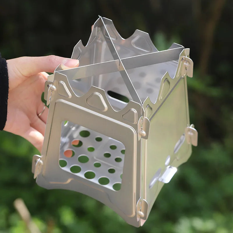 Portable Stainless Steel 304 Card Stove for Outdoor Camping & Hiking Detachable Foldable BBQ Stove Camping Accessories