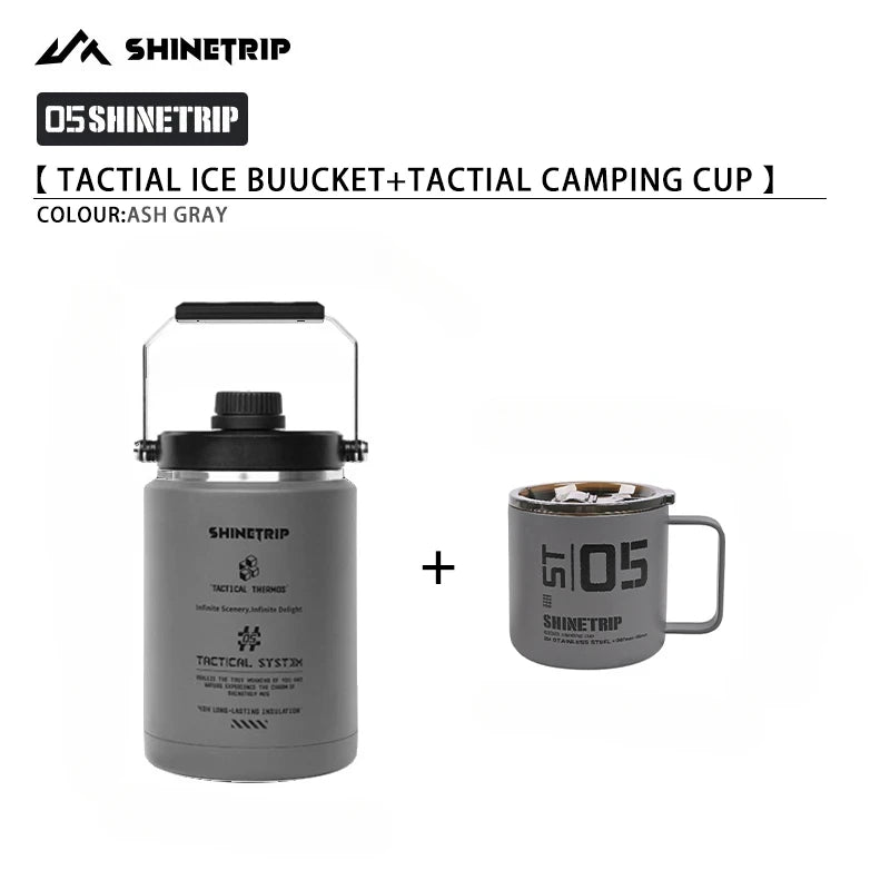 NOMAD OUTDOOR SUPPLY-Shine Trip Outdoor Insulation Bucket and Cup Set Stainless Steel 6-layer Insulated Ice Bucket Suitable for Camping