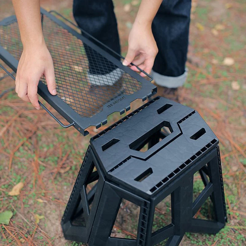 NOMAD OUTDOOR SUPPLY- Portable Folding Stool Outdoor Camping Square Stools Adults Children Chair Fishing Camp Stool With Side Table