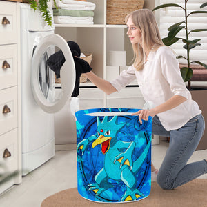 Anime Cartoon Golduck Inspired Round Laundry Basket