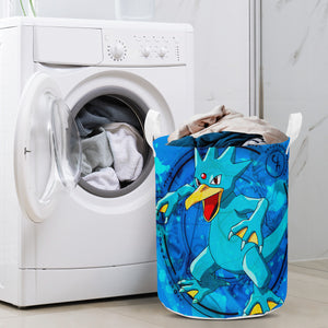 Anime Cartoon Golduck Inspired Round Laundry Basket