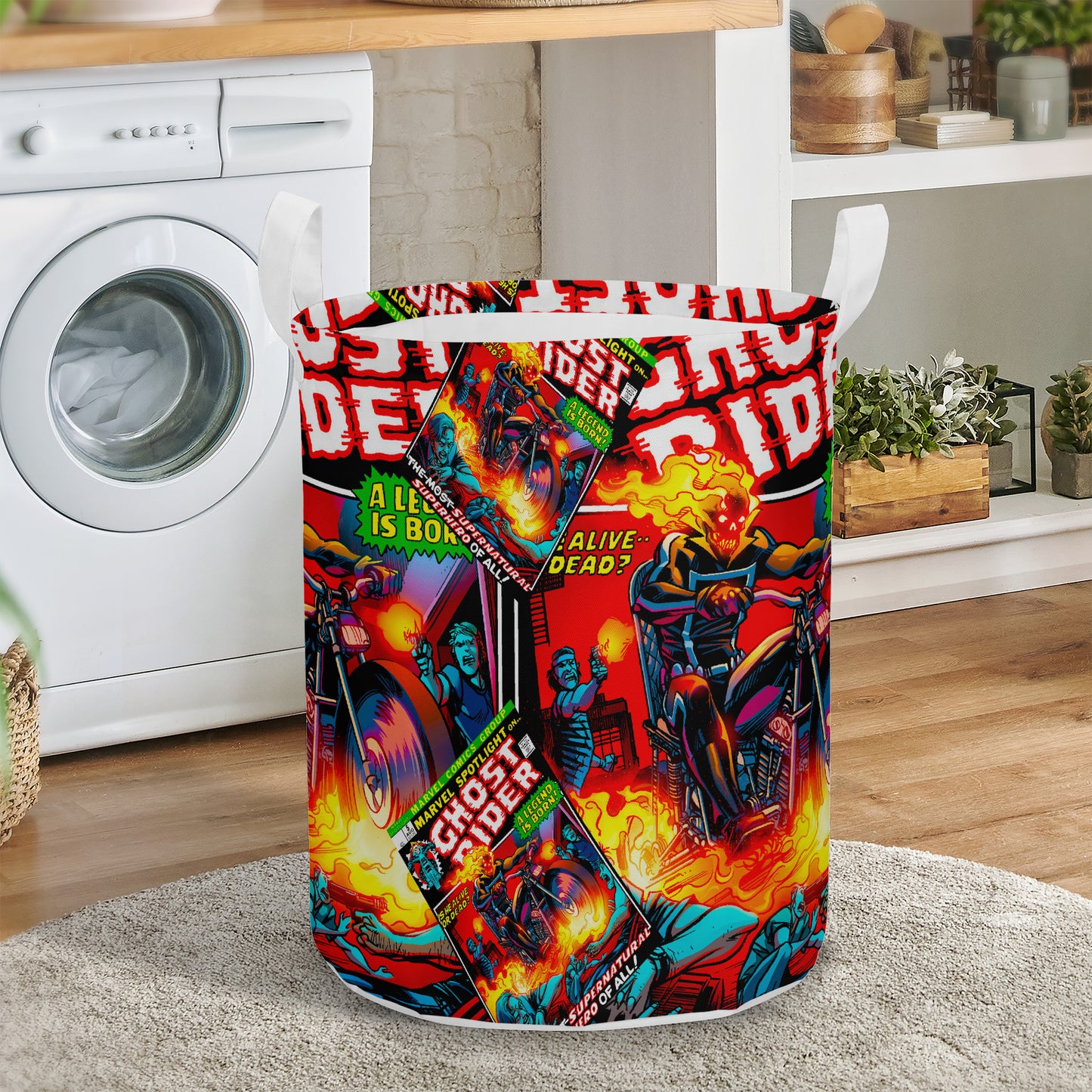 Skull Demon Ghost Riderr Comic Laundry Basket