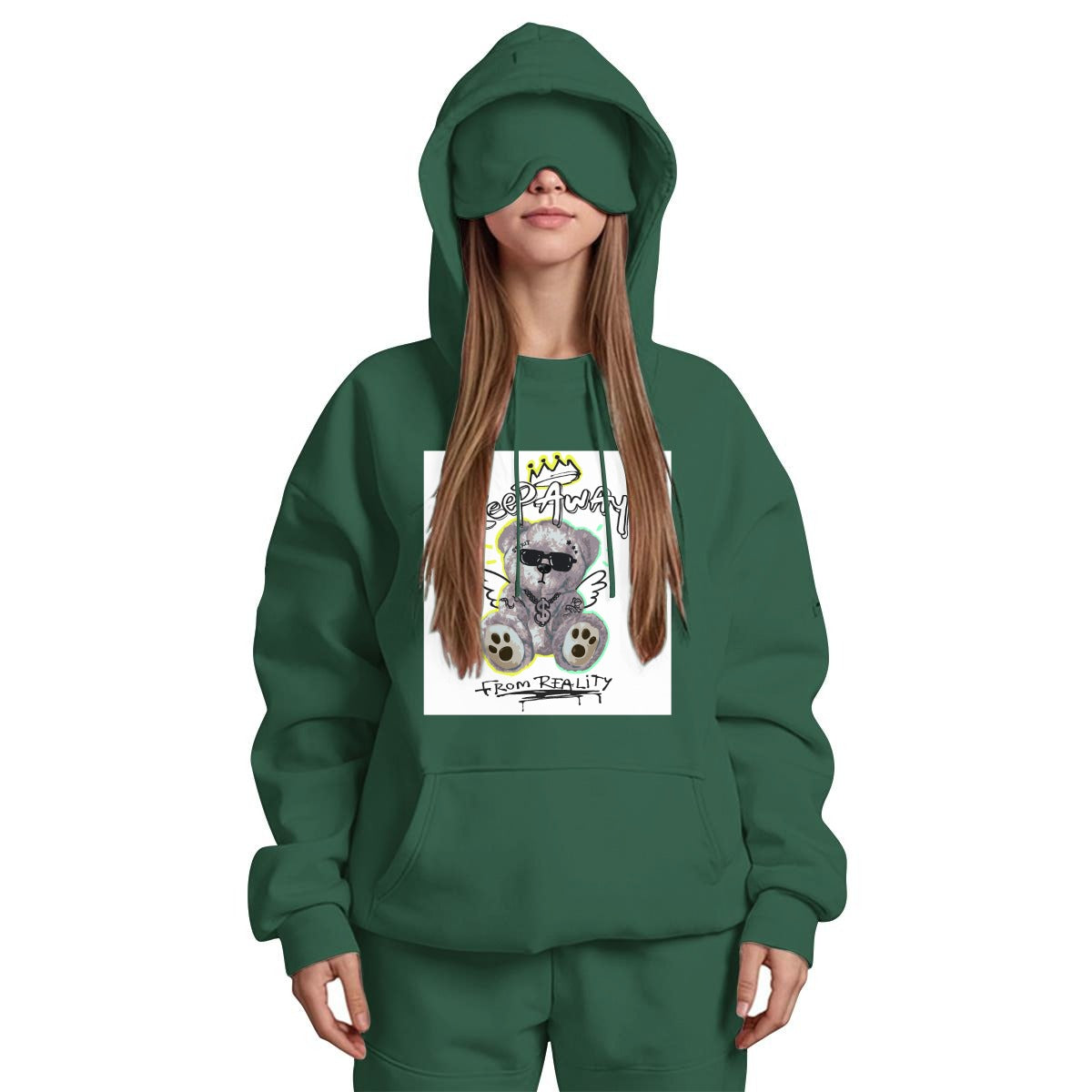 Women's Travel Nap Hoodie with Built-in Eye Mask|DTF