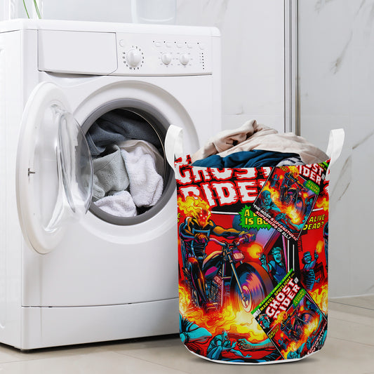 Skull Demon Ghost Riderr Comic Laundry Basket