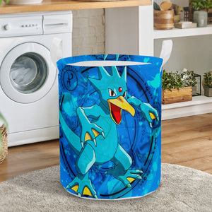 Anime Cartoon Golduck Inspired Round Laundry Basket