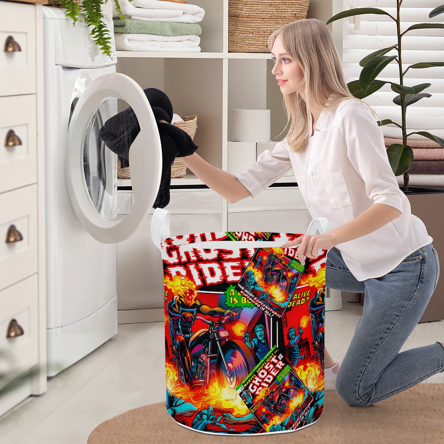 Skull Demon Ghost Riderr Comic Laundry Basket